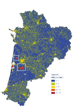 Emissions de particules fines PM2,5 en Nouvelle-Aquitaine 2022